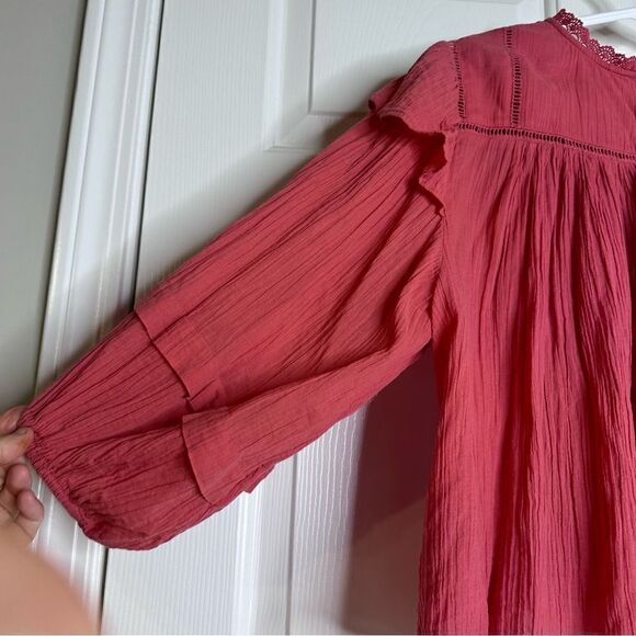Free People dusty rose, earthy tone color short, flowy, light weight blouse S - Picture 8 of 11